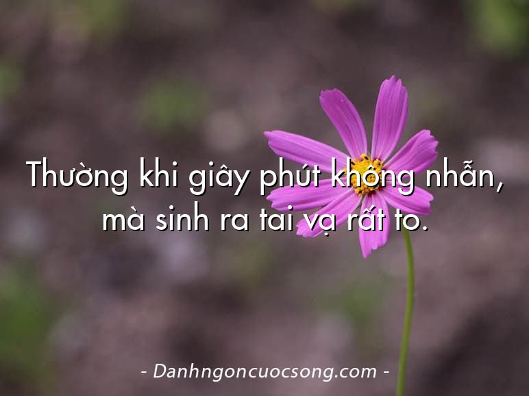 Thường khi giây phút không nhẫn, mà sinh ra tai vạ rất to.