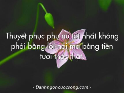 Thuyết phục phụ nữ tốt nhất không phải bằng lời nói mà bằng tiền tươi thóc thật.