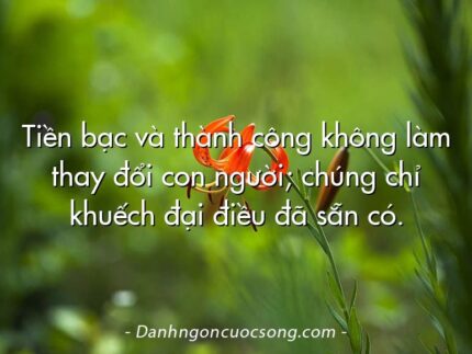 Tiền bạc và thành công không làm thay đổi con người; chúng chỉ khuếch đại điều đã sẵn có.