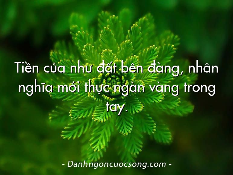 Tiền của như đất bên đàng, nhân nghĩa mới thực ngàn vàng trong tay.