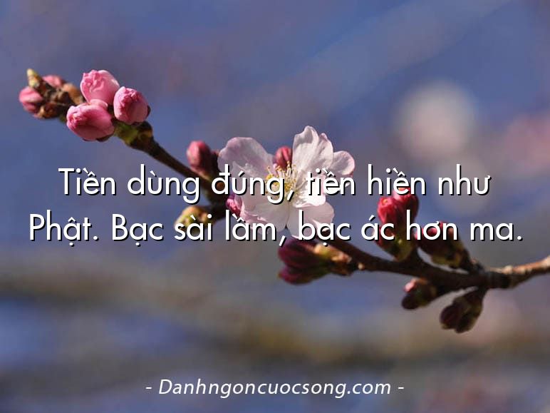 Tiền dùng đúng, tiền hiền như Phật. Bạc sài lầm, bạc ác hơn ma.