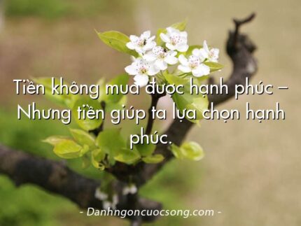 Tiền không mua được hạnh phúc – Nhưng tiền giúp ta lựa chọn hạnh phúc.