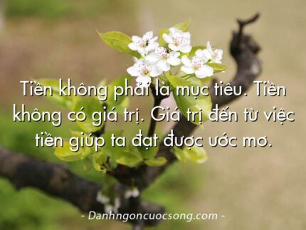 Tiền không phải là mục tiêu. Tiền không có giá trị. Giá trị đến từ việc tiền giúp ta đạt được ước mơ.