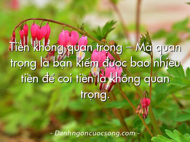 Tiền không quan trọng – Mà quan trọng là bạn kiếm được bao nhiêu tiền để coi tiền là không quan trọng.