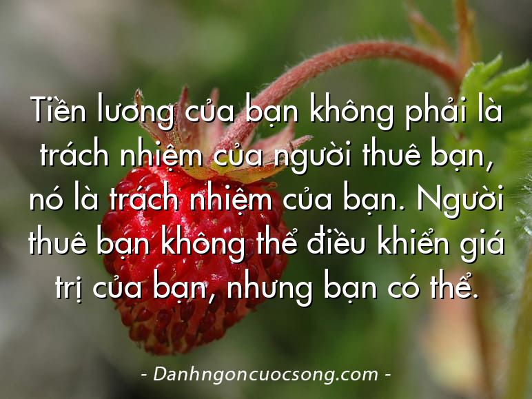 Tiền lương của bạn không phải là trách nhiệm của người thuê bạn, nó là trách nhiệm của bạn. Người thuê bạn không thể điều khiển giá trị của bạn, nhưng bạn có thể.