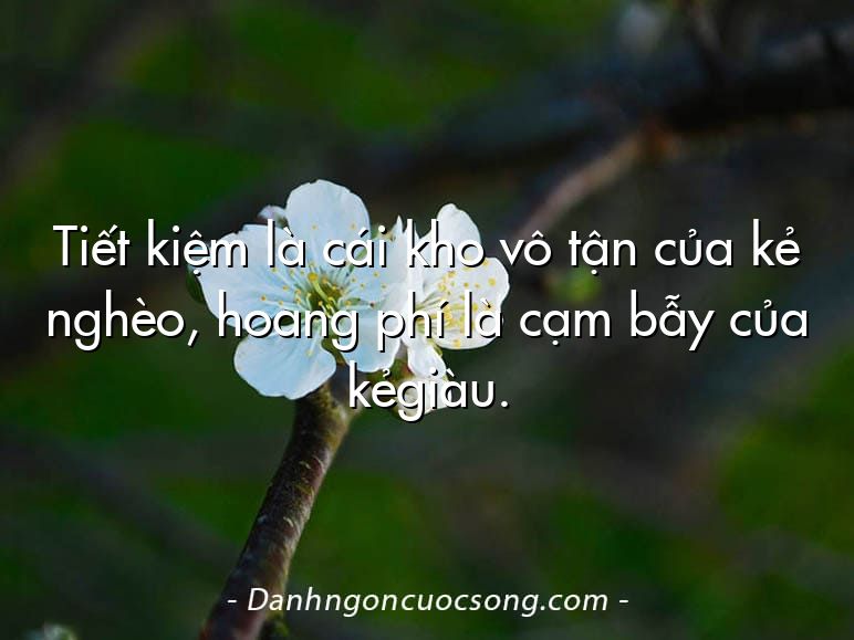 Tiết kiệm là cái kho vô tận của kẻ nghèo, hoang phí là cạm bẫy của kẻgiàu.