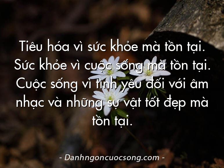 Tiêu hóa vì sức khỏe mà tồn tại. Sức khỏe vì cuộc sống mà tồn tại. Cuộc sống vì tình yêu đối với âm nhạc và những sự vật tốt đẹp mà tồn tại.