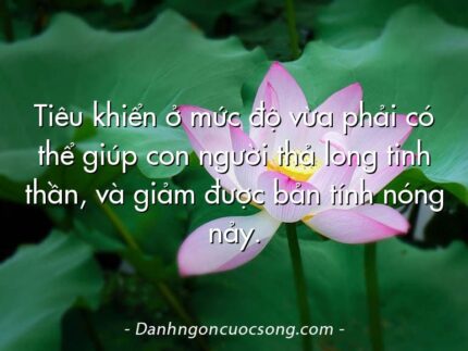 Tiêu khiển ở mức độ vừa phải có thể giúp con người thả long tinh thần, và giảm được bản tính nóng nảy.