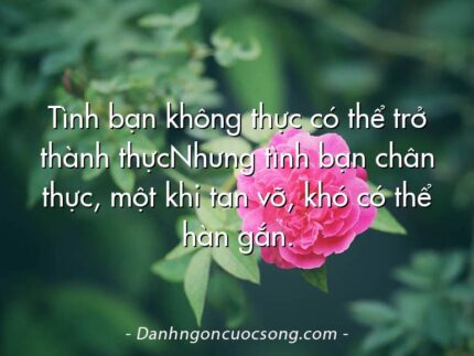 Tình bạn không thực có thể trở thành thựcNhưng tình bạn chân thực, một khi tan vỡ, khó có thể hàn gắn.