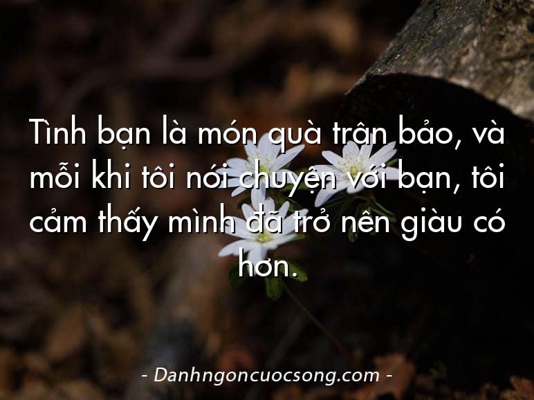 Tình bạn là món quà trân bảo, và mỗi khi tôi nói chuyện với bạn, tôi cảm thấy mình đã trở nên giàu có hơn.