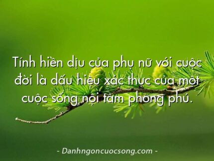 Tính hiền dịu của phụ nữ với cuộc đời là dấu hiệu xác thực của một cuộc sống nội tâm phong phú.