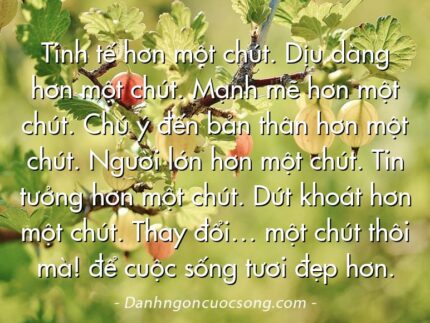 Tinh tế hơn một chút. Dịu dàng hơn một chút. Mạnh mẽ hơn một chút. Chú ý đến bản thân hơn một chút. Người lớn hơn một chút. Tin tưởng hơn một chút. Dứt khoát hơn một chút. Thay đổi… một chút thôi mà! để cuộc sống tươi đẹp hơn.