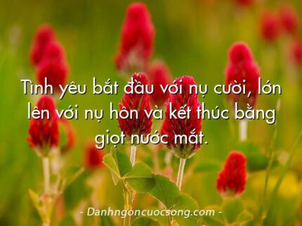 Tình yêu bắt đầu với nụ cười, lớn lên với nụ hôn và kết thúc bằng giọt nước mắt.