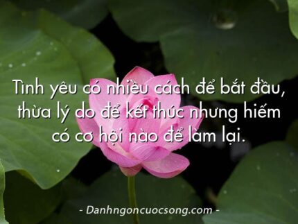 Tình yêu có nhiều cách để bắt đầu, thừa lý do để kết thúc nhưng hiếm có cơ hội nào để làm lại.