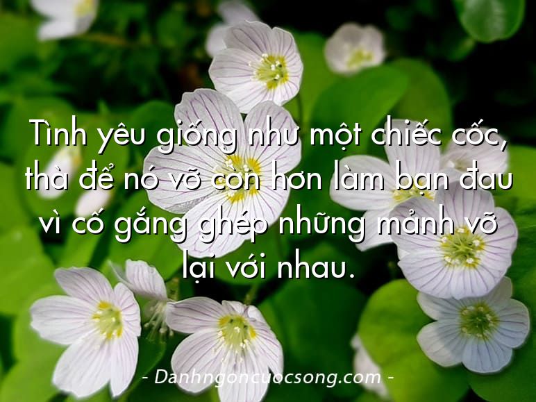 Tình yêu giống như một chiếc cốc, thà để nó vỡ còn hơn làm bạn đau vì cố gắng ghép những mảnh vỡ lại với nhau.
