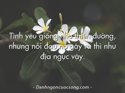 Tình yêu giống như thiên đường, nhưng nỗi đau nó gây ra thì như địa ngục vậy.
