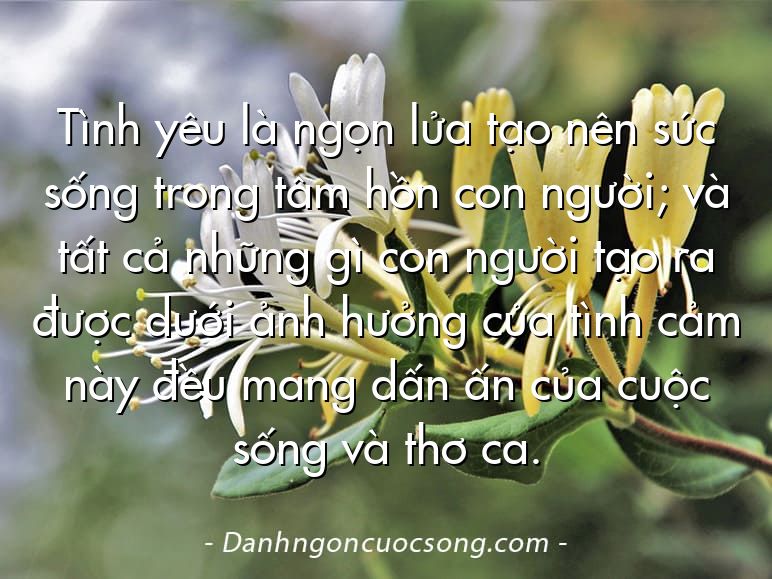 Tình yêu là ngọn lửa tạo nên sức sống trong tâm hồn con người; và tất cả những gì con người tạo ra được dưới ảnh hưởng của tình cảm này đều mang dấn ấn của cuộc sống và thơ ca.