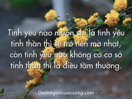 Tình yêu nào muốn chỉ là tình yêu tinh thần thì sẽ trở nên mờ nhạt, còn tình yêu nào không có cơ sở tinh thần thì là điều tầm thường.