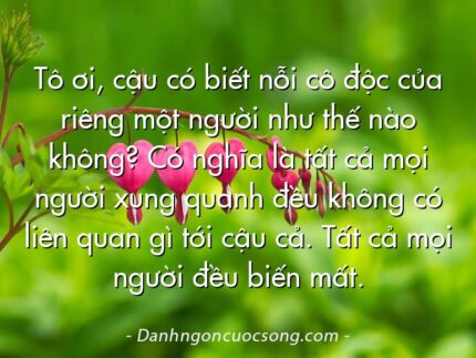 Tô ơi, cậu có biết nỗi cô độc của riêng một người như thế nào không? Có nghĩa là tất cả mọi người xung quanh đều không có liên quan gì tới cậu cả. Tất cả mọi người đều biến mất.