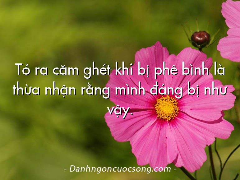 Tỏ ra căm ghét khi bị phê bình là thừa nhận rằng mình đáng bị như vậy.
