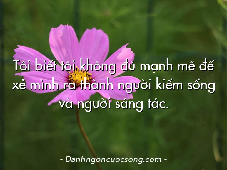 Tôi biết tôi không đủ mạnh mẽ để xẻ mình ra thành người kiếm sống và người sáng tác.