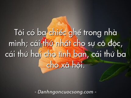 Tôi có ba chiếc ghế trong nhà mình; cái thứ nhất cho sự cô độc, cái thứ hai cho tình bạn, cái thứ ba cho xã hội.