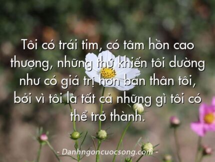 Tôi có trái tim, có tâm hồn cao thượng, những thứ khiến tôi dường như có giá trị hơn bản thân tôi, bởi vì tôi là tất cả những gì tôi có thể trở thành.