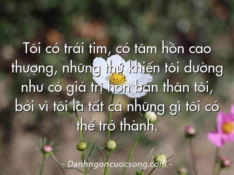 Tôi có trái tim, có tâm hồn cao thượng, những thứ khiến tôi dường như có giá trị hơn bản thân tôi, bởi vì tôi là tất cả những gì tôi có thể trở thành.