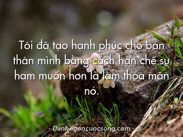 Tôi đã tạo hạnh phúc cho bản thân mình bằng cách hạn chế sự ham muốn hơn là làm thỏa mãn nó.
