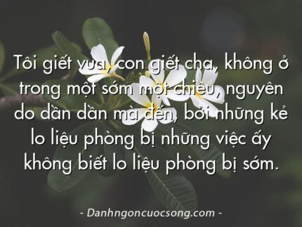 Tôi giết vua, con giết cha, không ở trong một sớm một chiều, nguyên do dần dần mà đến, bởi những kẻ lo liệu phòng bị những việc ấy không biết lo liệu phòng bị sớm.