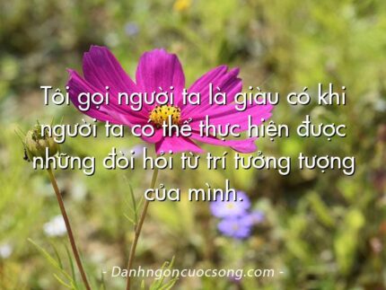 Tôi gọi người ta là giàu có khi người ta có thể thực hiện được những đòi hỏi từ trí tưởng tượng của mình.