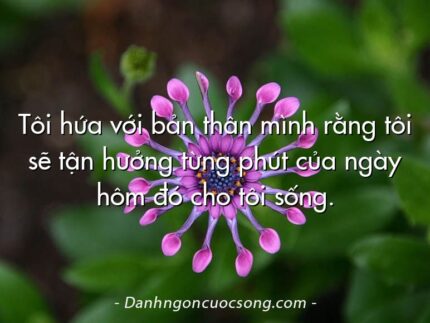 Tôi hứa với bản thân mình rằng tôi sẽ tận hưởng từng phút của ngày hôm đó cho tôi sống.