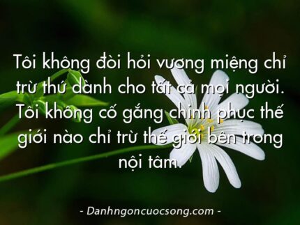 Tôi không đòi hỏi vương miệng chỉ trừ thứ dành cho tất cả mọi người. Tôi không cố gắng chinh phục thế giới nào chỉ trừ thế giới bên trong nội tâm.