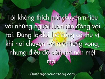 Tôi không thích nói chuyện nhiều với những người luôn tán đồng với tôi. Đúng là đôi lúc cũng có thú vị khi nói chuyện với một tiếng vọng, nhưng điều đó sớm trở nên mệt mỏi.