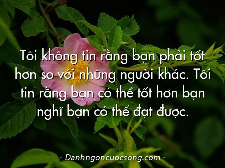 Tôi không tin rằng bạn phải tốt hơn so với những người khác. Tôi tin rằng bạn có thể tốt hơn bạn nghĩ bạn có thể đạt được.