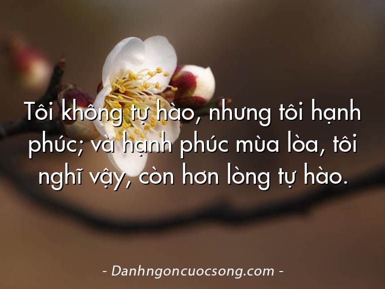 Tôi không tự hào, nhưng tôi hạnh phúc; và hạnh phúc mùa lòa, tôi nghĩ vậy, còn hơn lòng tự hào.