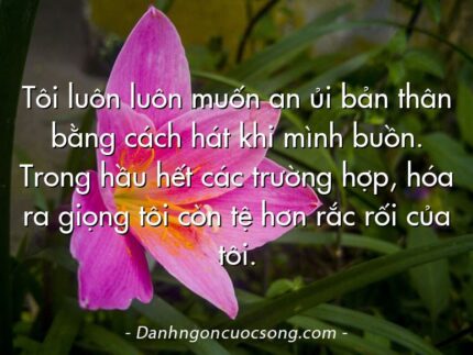 Tôi luôn luôn muốn an ủi bản thân bằng cách hát khi mình buồn. Trong hầu hết các trường hợp, hóa ra giọng tôi còn tệ hơn rắc rối của tôi.