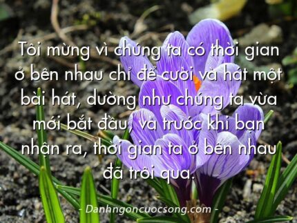 Tôi mừng vì chúng ta có thời gian ở bên nhau chỉ để cười và hát một bài hát, dường như chúng ta vừa mới bắt đầu, và trước khi bạn nhận ra, thời gian ta ở bên nhau đã trôi qua.