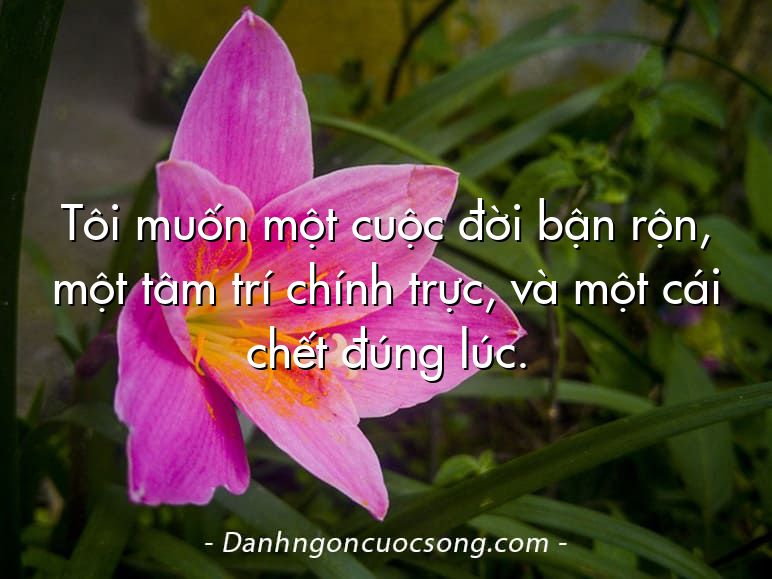 Tôi muốn một cuộc đời bận rộn, một tâm trí chính trực, và một cái chết đúng lúc.