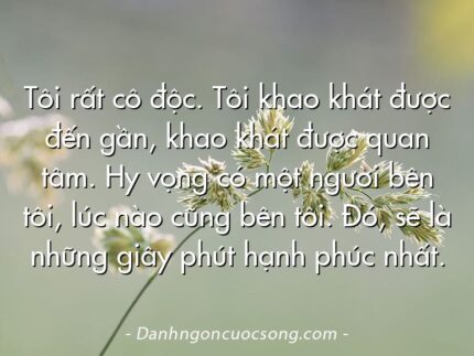 Tôi rất cô độc. Tôi khao khát được đến gần, khao khát được quan tâm. Hy vọng có một người bên tôi, lúc nào cũng bên tôi. Đó, sẽ là những giây phút hạnh phúc nhất.