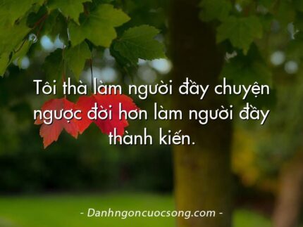 Tôi thà làm người đầy chuyện ngược đời hơn làm người đầy thành kiến.