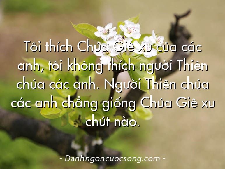 Tôi thích Chúa Giê xu của các anh, tôi không thích người Thiên chúa các anh. Người Thiên chúa các anh chẳng giống Chúa Giê xu chút nào.