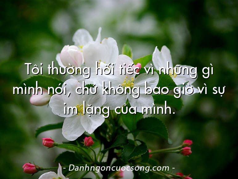 Tôi thường hối tiếc vì những gì mình nói, chứ không bao giờ vì sự im lặng của mình.