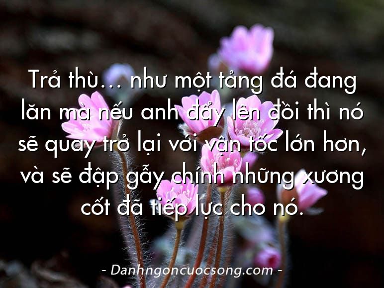 Trả thù… như một tảng đá đang lăn mà nếu anh đẩy lên đồi thì nó sẽ quay trở lại với vận tốc lớn hơn, và sẽ đập gẫy chính những xương cốt đã tiếp lực cho nó.