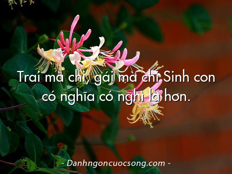 Trai mà chi, gái mà chi Sinh con có nghĩa có nghì là hơn.