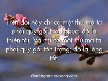 Trên đời này chỉ có một thứ mà ta phải quỳ gối thán phục: đó là thiên tài. Và chỉ có một thứ mà ta phải quỳ gối tôn trọng: đó là lòng tốt.