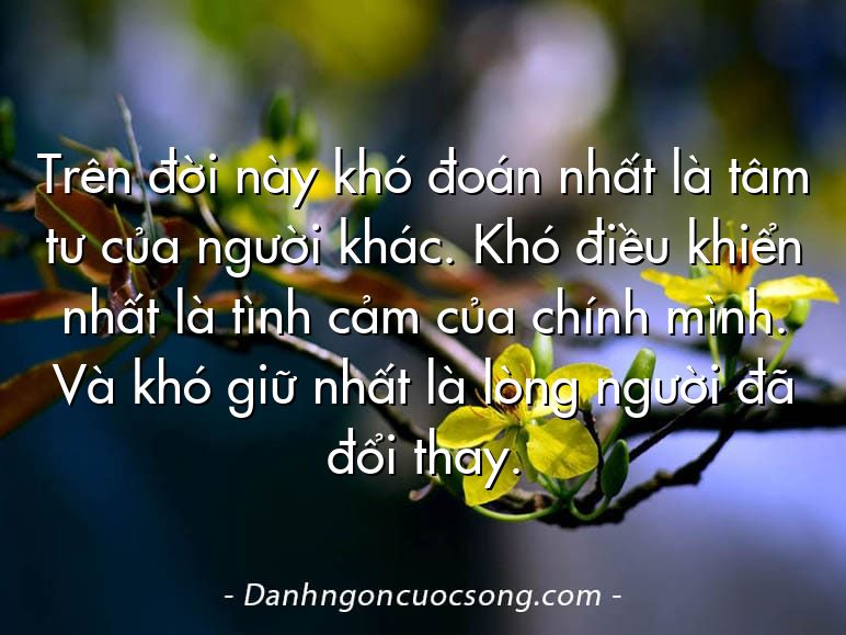 Trên đời này khó đoán nhất là tâm tư của người khác. Khó điều khiển nhất là tình cảm của chính mình. Và khó giữ nhất là lòng người đã đổi thay.