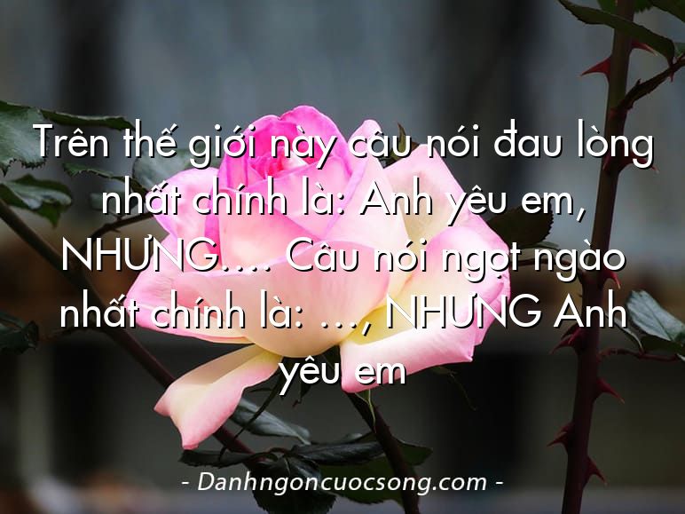 Trên thế giới này câu nói đau lòng nhất chính là: Anh yêu em, NHƯNG…. Câu nói ngọt ngào nhất chính là: …, NHƯNG Anh yêu em