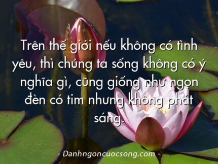 Trên thế giới nếu không có tình yêu, thì chúng ta sống không có ý nghĩa gì, cũng giống như ngọn đèn có tim nhưng không phát sáng.