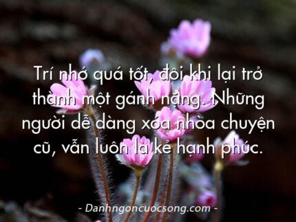 Trí nhớ quá tốt, đôi khi lại trở thành một gánh nặng. Những người dễ dàng xóa nhòa chuyện cũ, vẫn luôn là kẻ hạnh phúc.